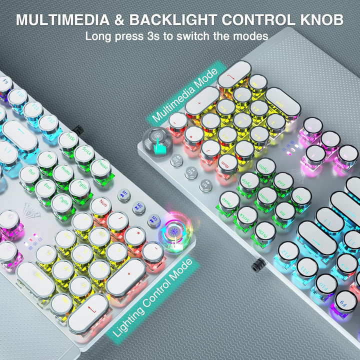 AULA F2088 Teclado mecánico para juegos estilo máquina de escribir,...