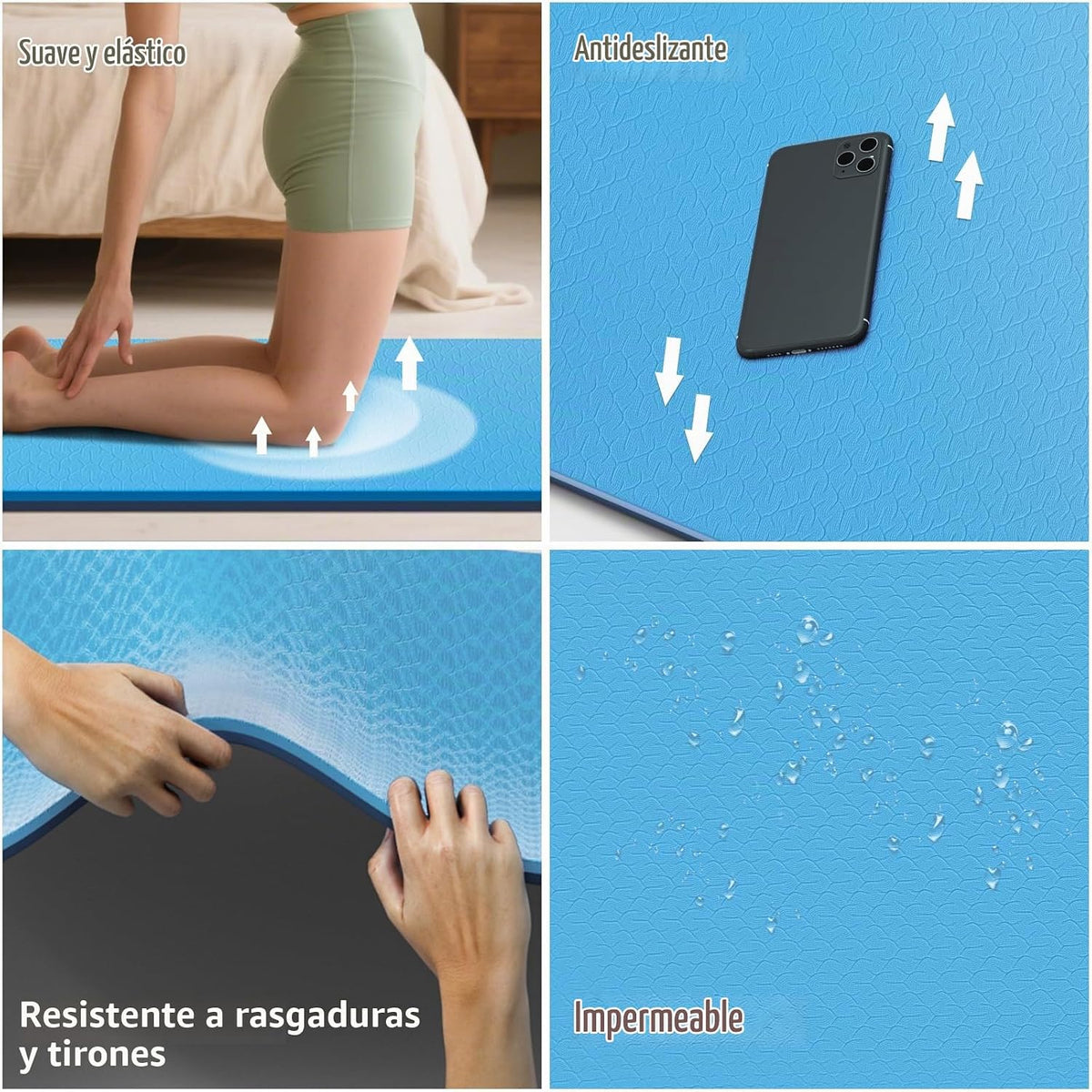 Esterilla de yoga extra ancha 76"x40"x10mm TPE antideslizante