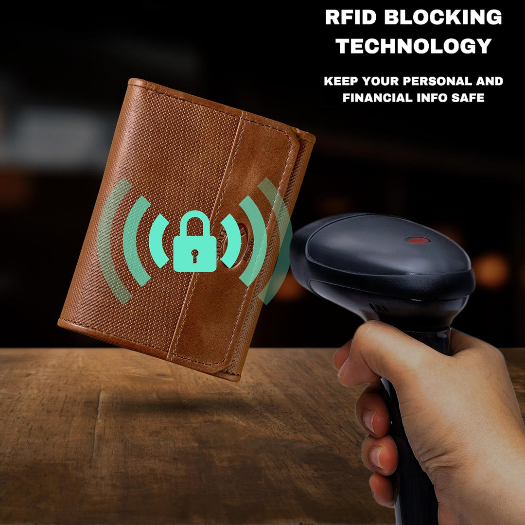 Stealth Mode Cartera triple de piel con bloqueo RFID para hombre, b...