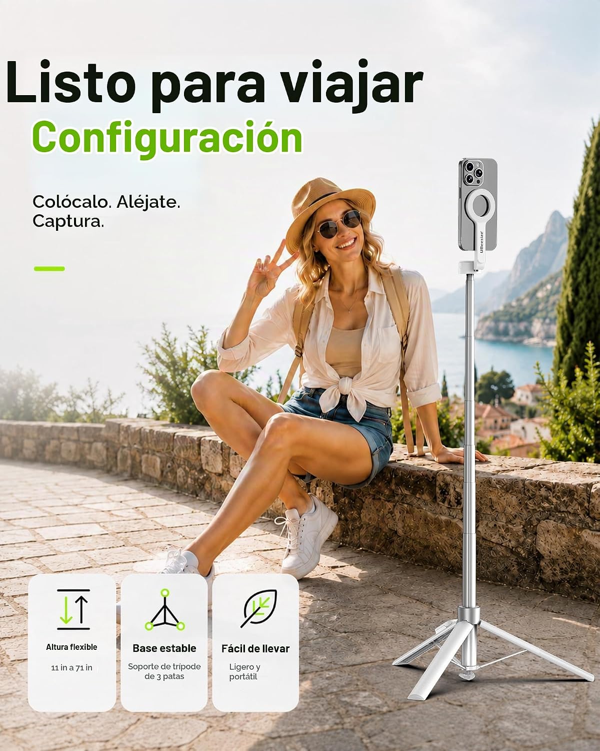UBeesize Soporte de trípode de teléfono de 71 pulgadas y trípode magnético