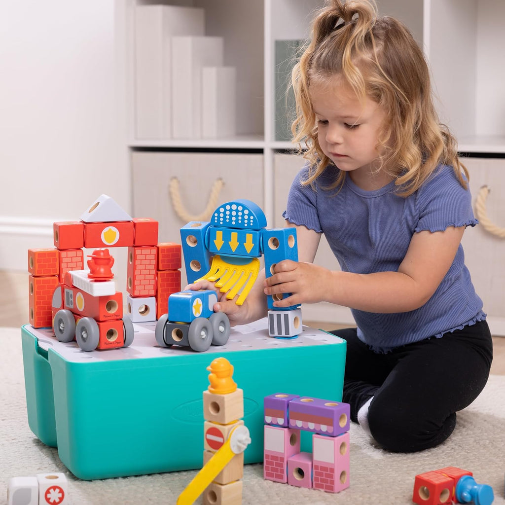 Melissa & Doug Blockables Rescue City - Juego de juguetes de construcción