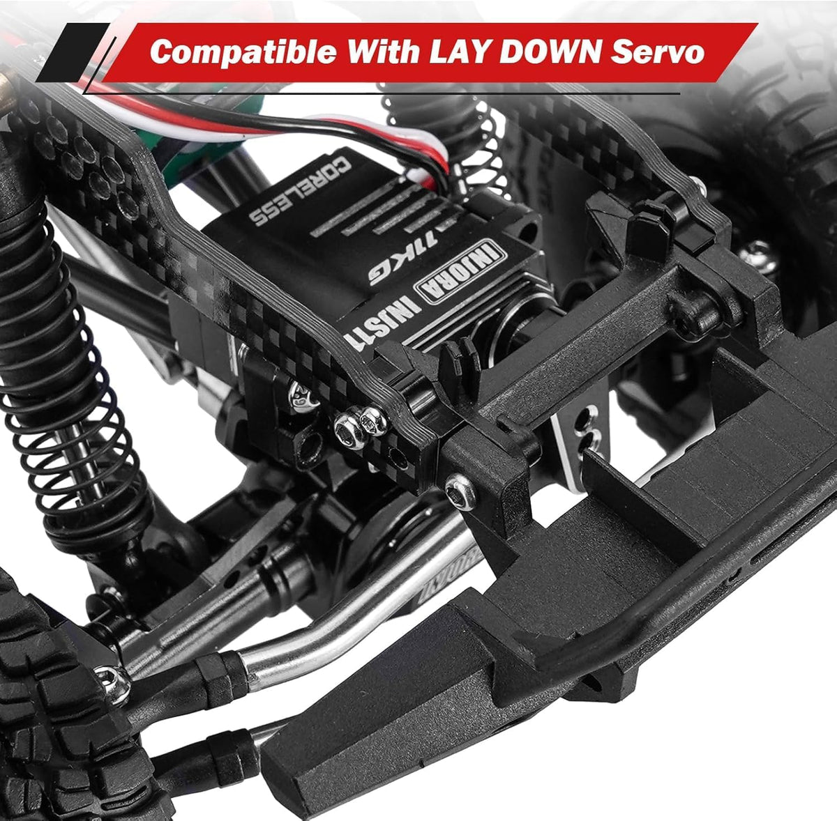 INJORA LCG Kit de chasis de fibra de carbono con bandeja de batería para TRX4M