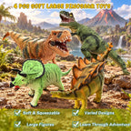 Juguetes de dinosaurio grandes para niños de 3 a 5 años, 4 piezas de 10 pulgadas, juguete realista de dinosaurio suave para los amantes de los dinosaurios, figuras de dinosaurio grandes de