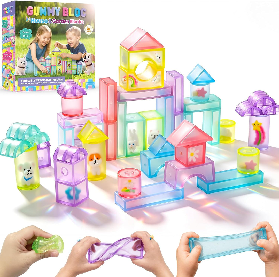 Gummy Bloc 33 bloques de construcción sensoriales para niños pequeñ...
