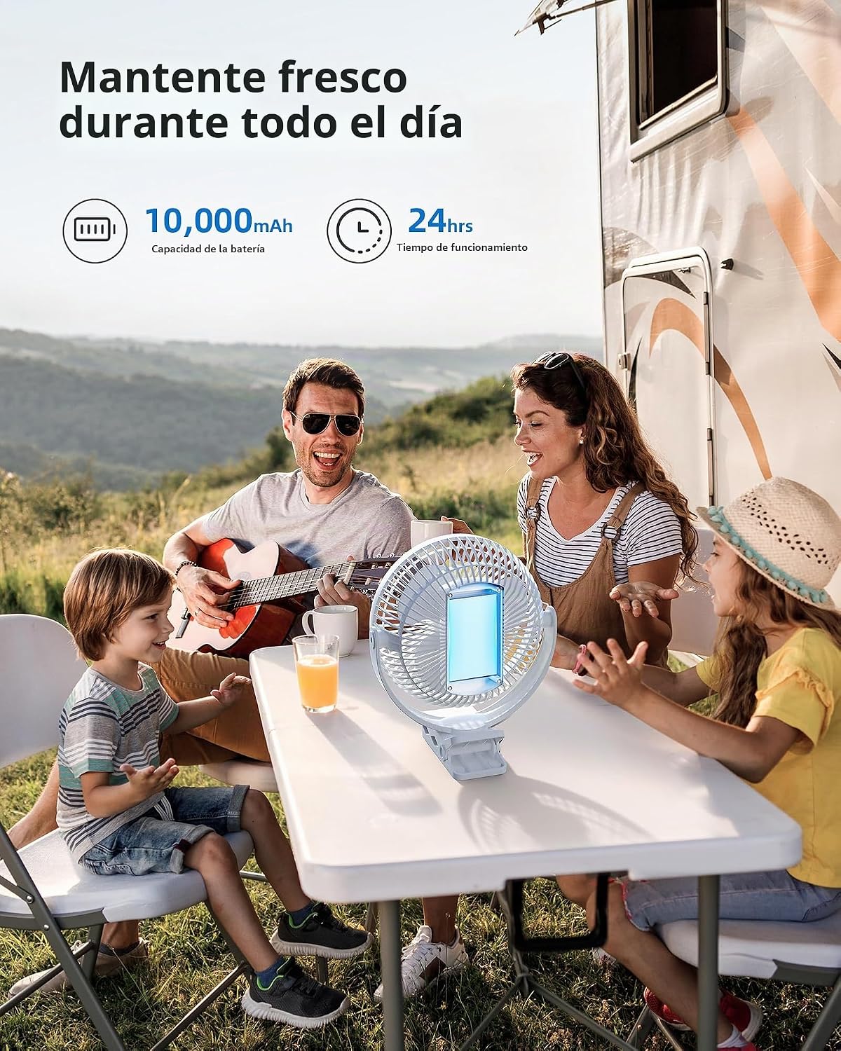 Koonie - Ventilador con clip de 8 pulgadas, batería recargable de 1...
