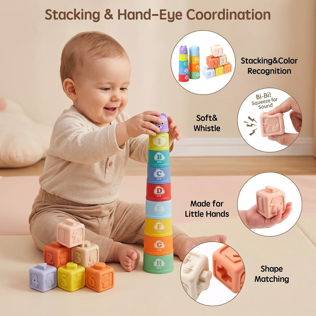 Juguetes Montessori para bebés de 6-9-12 meses, juego Montessori con
