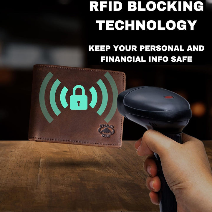 Stealth Mode Billetera de cuero para hombre. Billetera con RFID + 8...