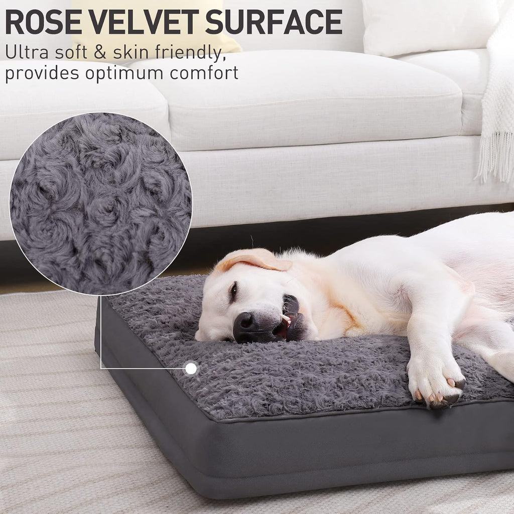 Cama de jaula para perros impermeable, camas para perros medianos, terciopelo rosa, suave, esponjosa, lavable, cama para perros con funda extraíble y parte inferior antideslizante, 35 x 22 pulgadas
