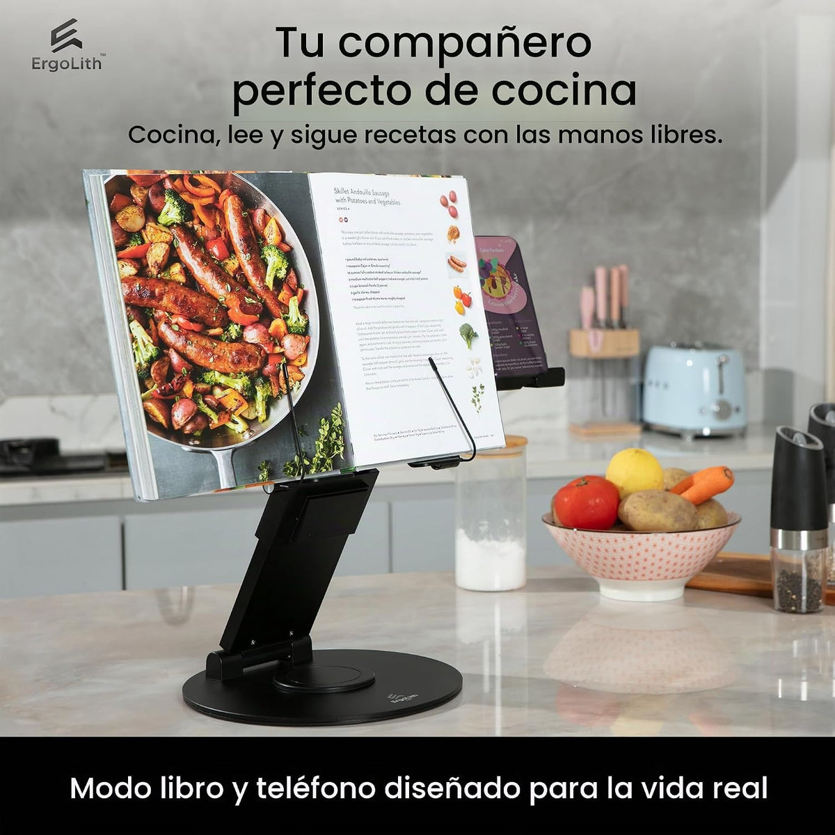 ErgoLith Soporte para computadora portátil 3 en 1 para escritorio,...