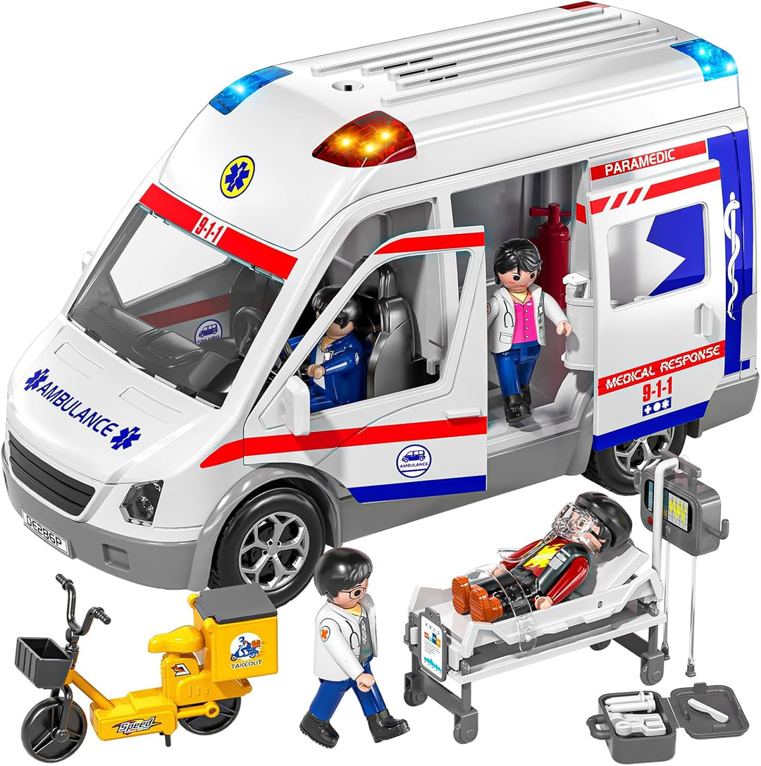 TEMI Juguete de ambulancia para niños de 3 4 5 6 7 8 años