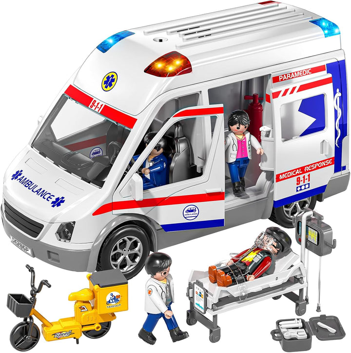 TEMI Juguete de ambulancia para niños de 3 4 5 6 7 8 años