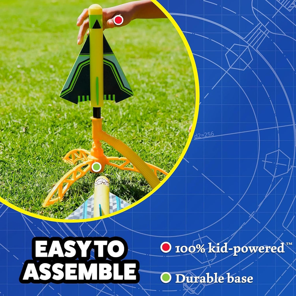 Stomp Rocket Stunt Plane Rocket Launcher Toy para Kids - 3 Foam Airplane Toy