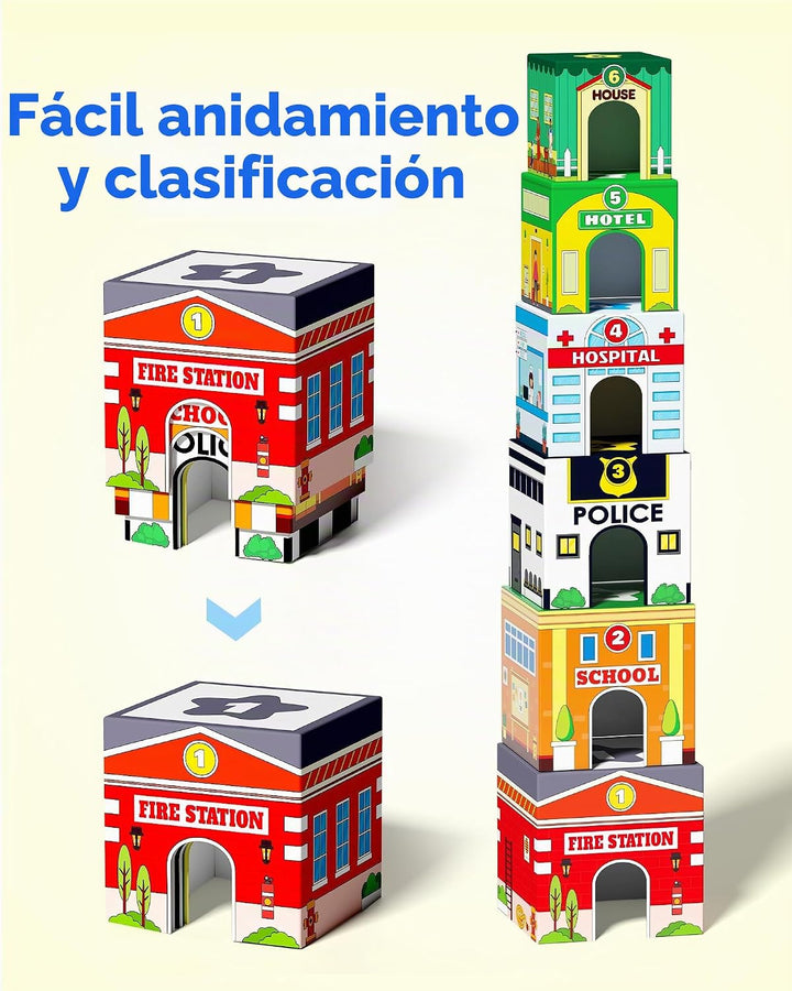 Coogam Montessori - Bloques de clasificación y apilamiento con gara...
