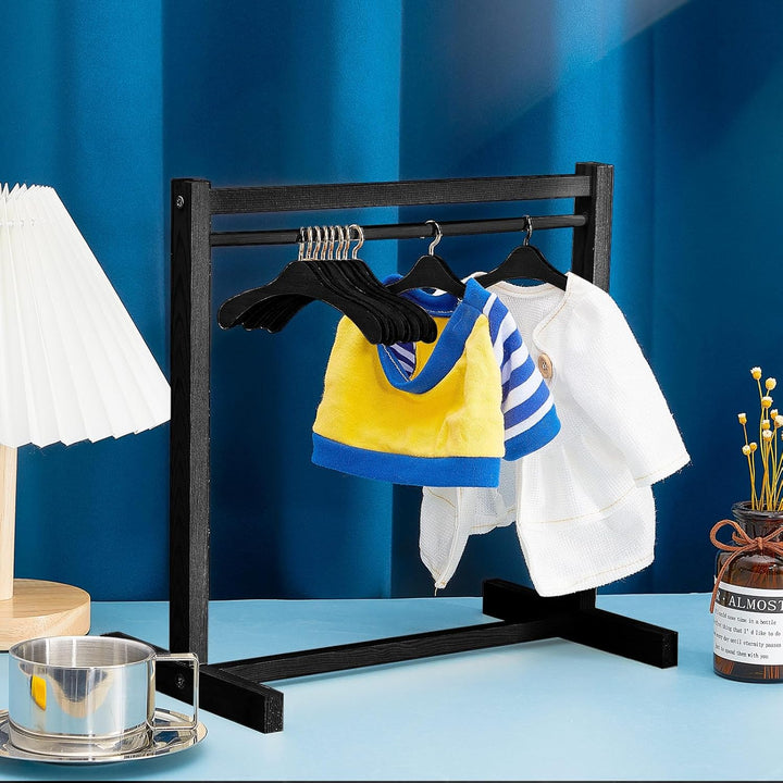 Civaner Perchero de ropa de muñeca con colgador de madera para ropa...