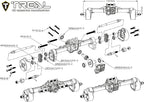 TREAL TRX4M Ejes Portal Trasero Kit Completo Aluminio 7075 Carcasa de eje mecanizado CNC para 1/18 TRX-4M (negro)