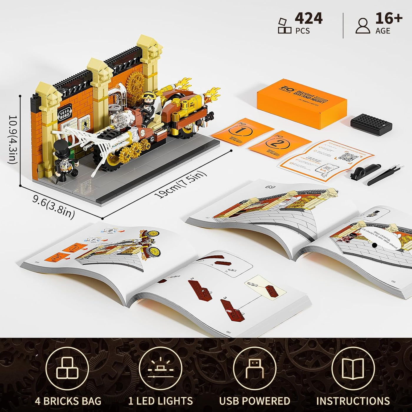 FUNWHOLE Steampunk - Juego de ladrillos de construcción de
