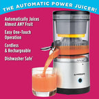Hurricane Juicer, potente máquina extractor de jugo inalámbrico, exprimidor de frutas de diseño compacto con piezas aptas para lavavajillas, exprimidor eléctrico recargable de 500 RPM para naranjas