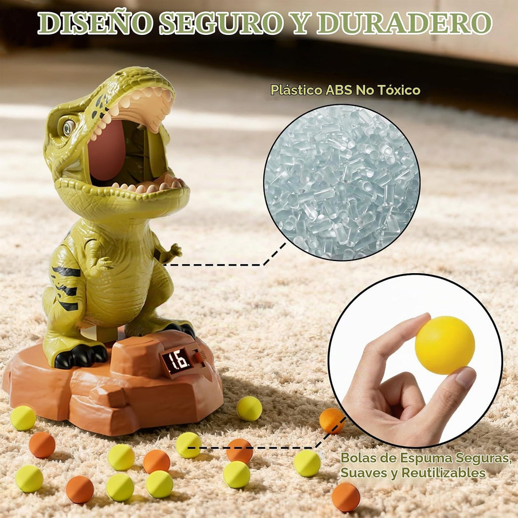 Juego de juguetes de tiro de dinosaurios, lanzador de aire T-Rex de movimiento automático para niños de 3 a 5 años
