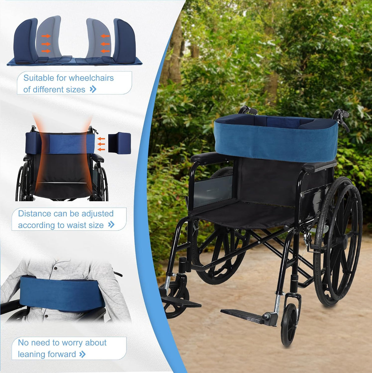 Soporte lateral para silla de ruedas con cojín lateral ajustable