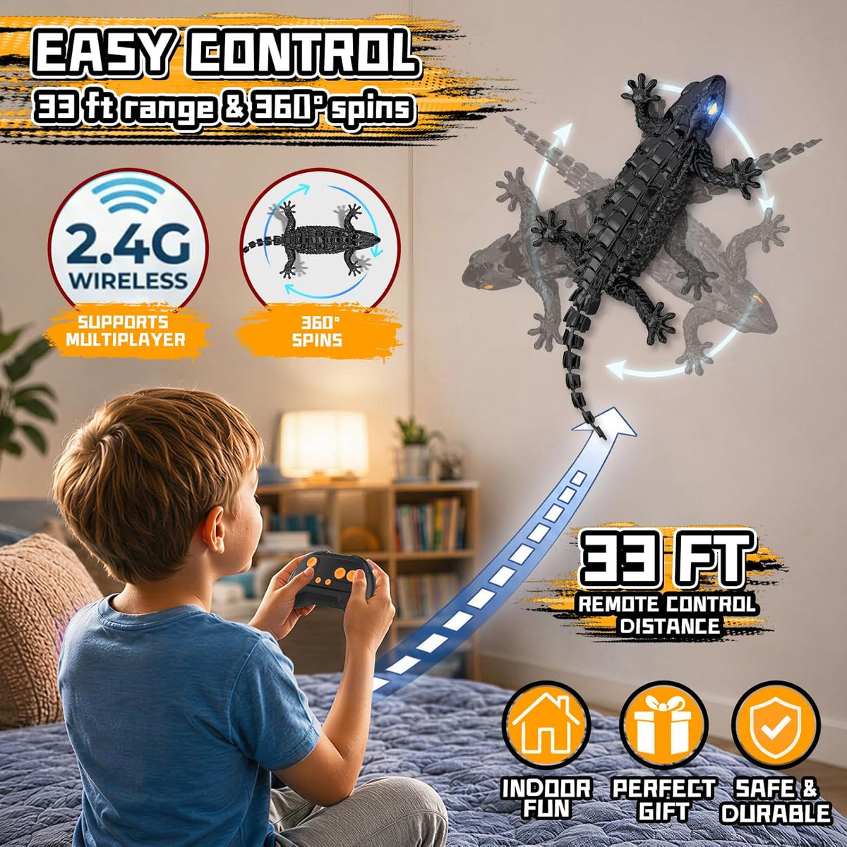 Gecko de escalada de pared a RC, robot de control remoto recargable