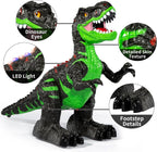 Juguete de dinosaurio a control remoto para niños de 3-5, 5-7 años, juguete robot de dinosaurio T-rex para caminar a control remoto con aerosol de niebla de agua, luces y sonidos, batería recargable