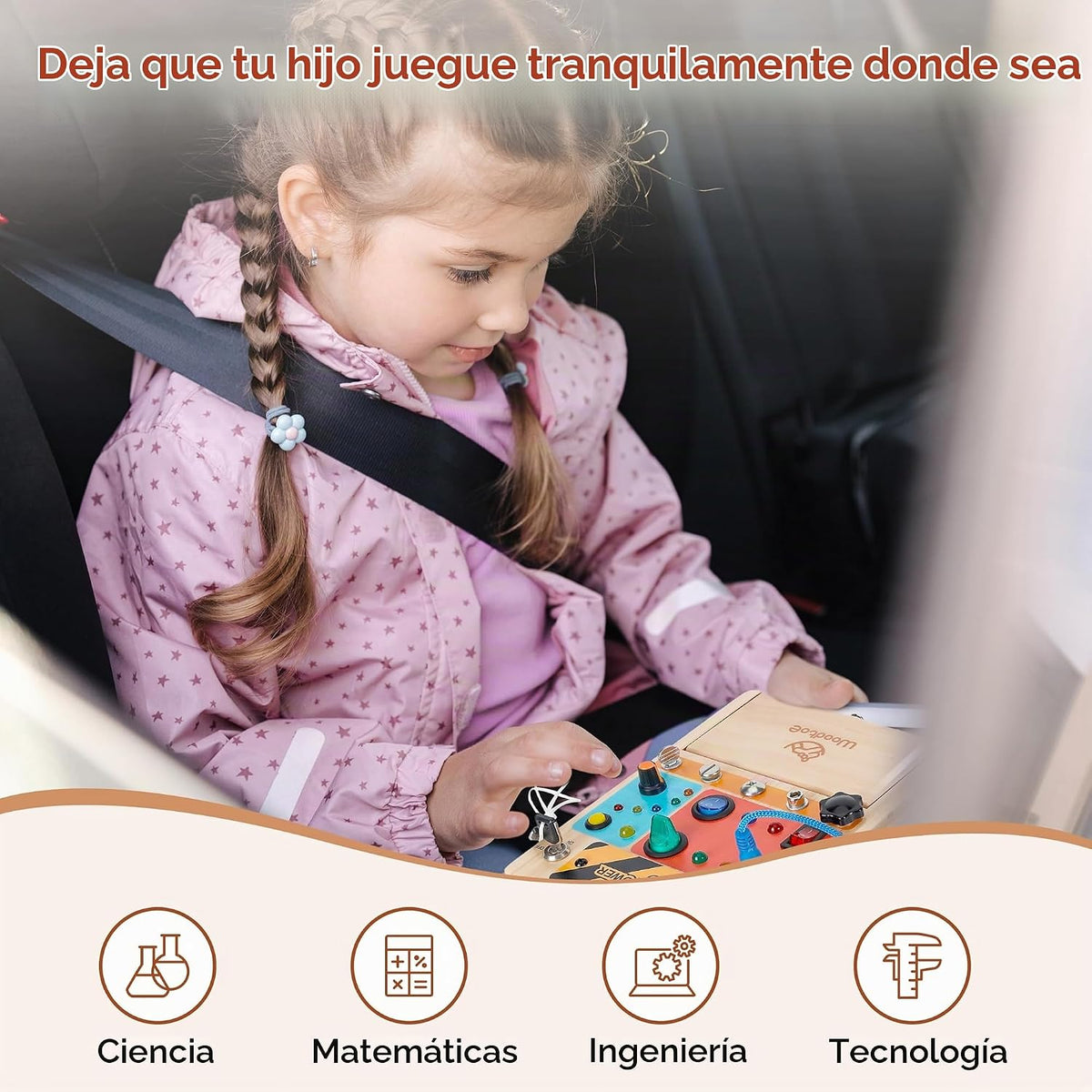 Montessori Busy Board, juguete de aprendizaje sensorial 3 en 1 para