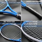 Juego de raquetas de tenis para adultos, 2 jugadores para adultos, juego de raquetas de tenis recreativas para principiantes y profesionales con 4 pelotas de tenis, 3 sobreagarres, 1 bolsa de
