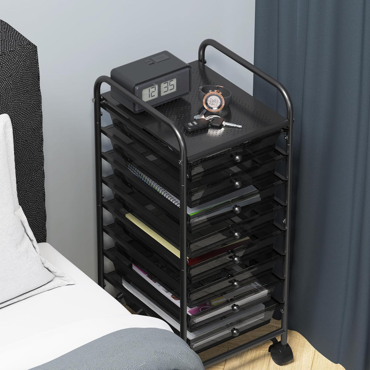 Lámpara Simple Houseware Carrito utilitario con ruedas de 8 cajones, almacenamiento