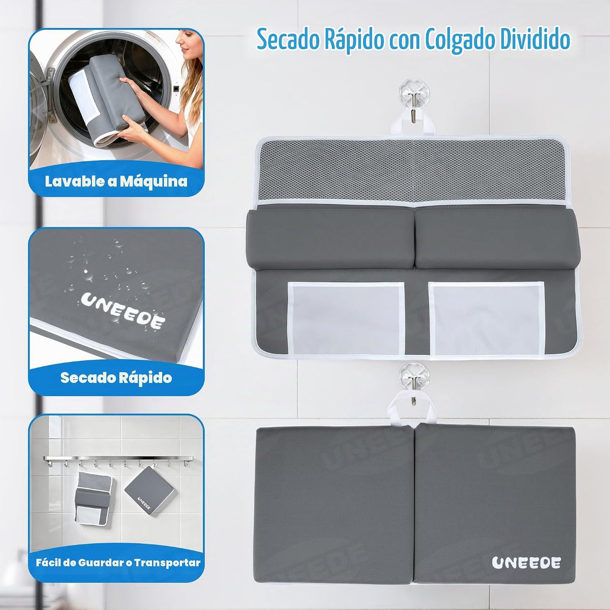 Juego de rodilleras y coderas de baño para bebé, tapete de baño de espuma viscoelástica de 1.5 pulgadas de grosor