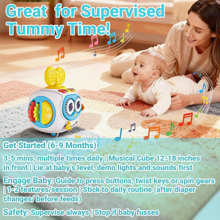 MoraBaby Cubo musical de robot para niños pequeños de 1 a 3 años, c...