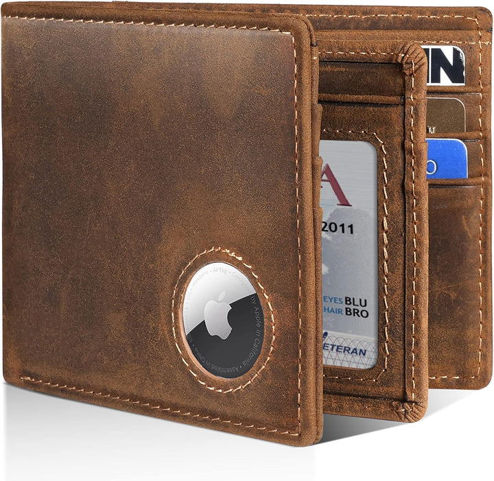 Billetera para hombre con soporte para AirTag, de cuero bifold con...