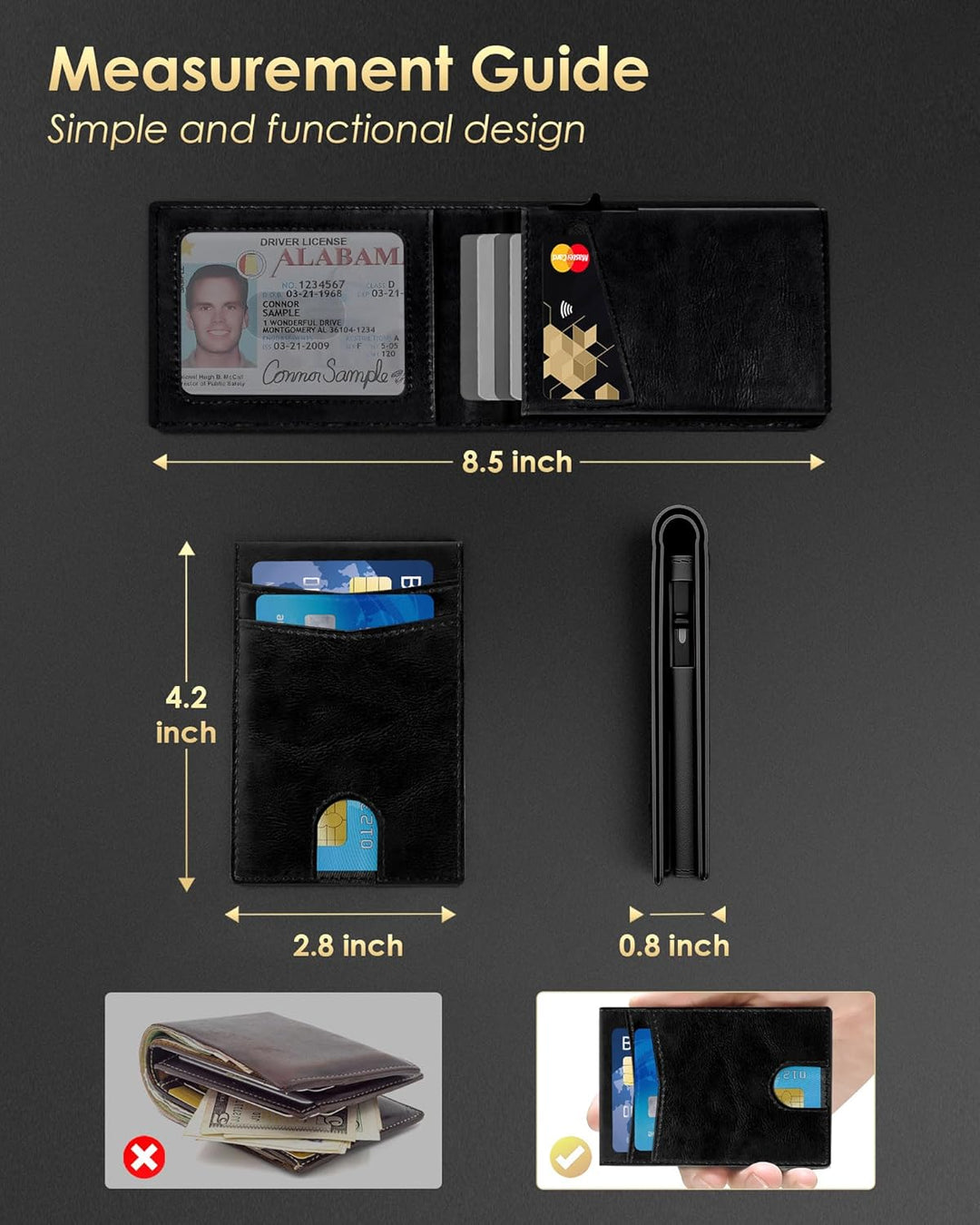 QLD Cartera para hombres \u2013 Bloqueo RFID [funcional y práctico]...