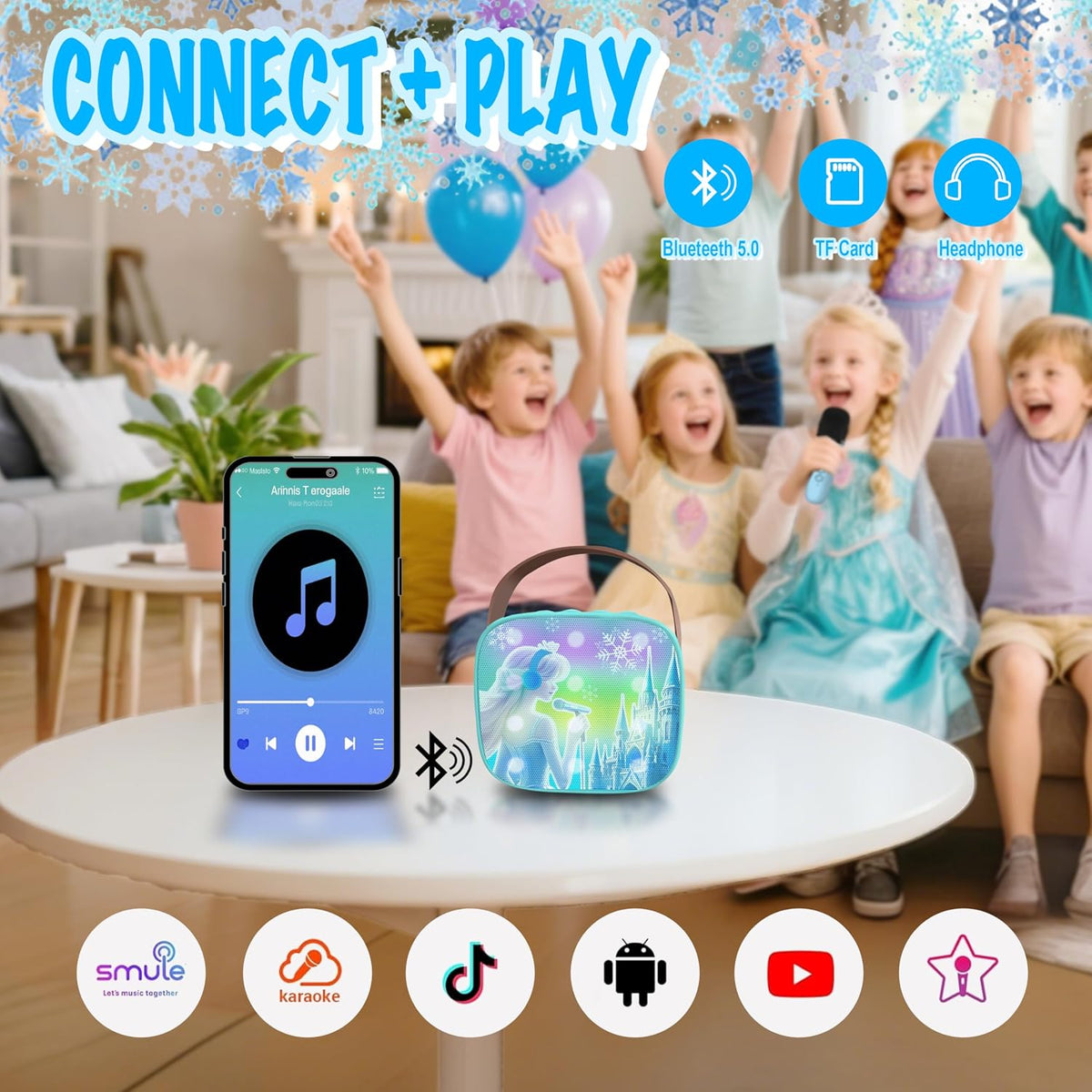 Juguetes de Frozen para niñas, mini máquina de karaoke para niños, juguetes de princesa, 3, 4, 5, 6, 7, 8, 9, 10 años, regalos de cumpleaños, juguetes para niños, micrófonos inalámbricos