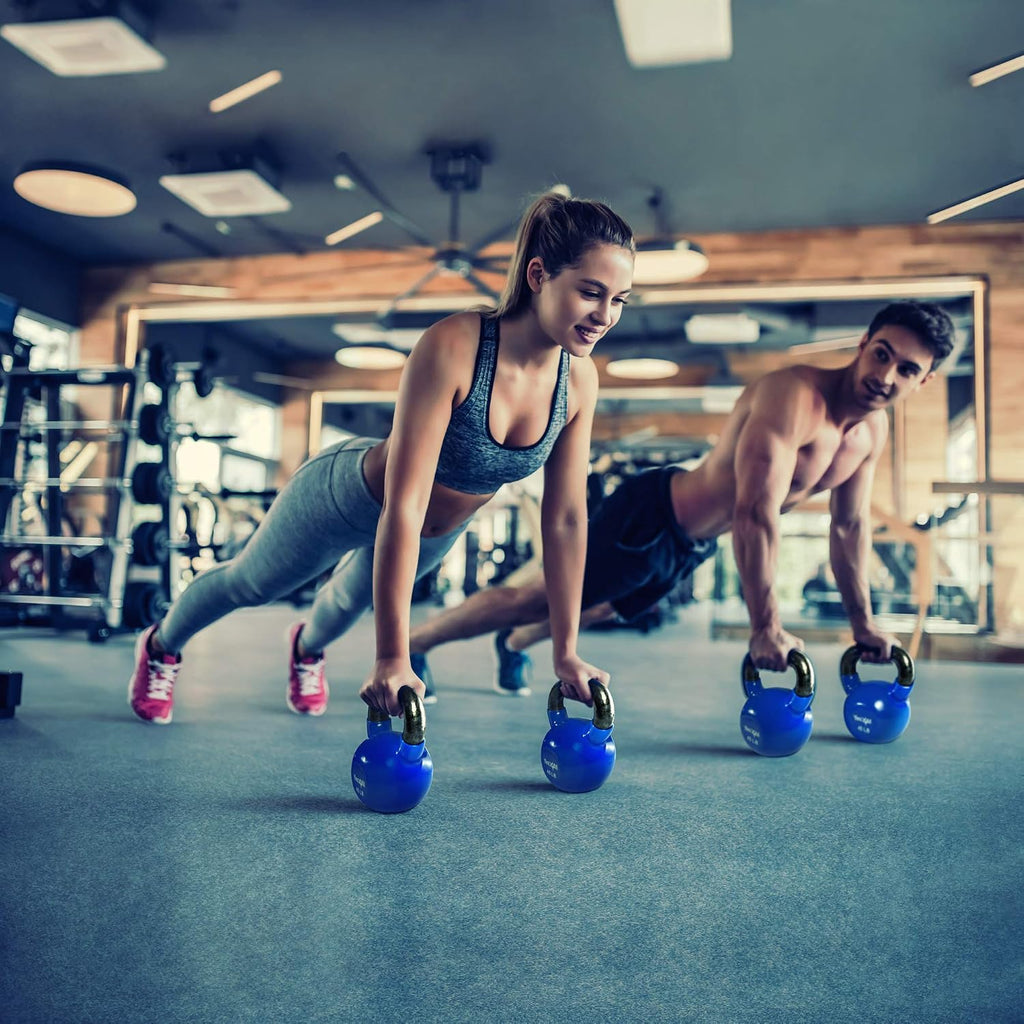 Yes4All - Juego de pesas rusas recubiertas de vinilo, set combinado para entrenamiento corporal completo, fuerza de agarre, flexiones y ejercicios con mancuernas