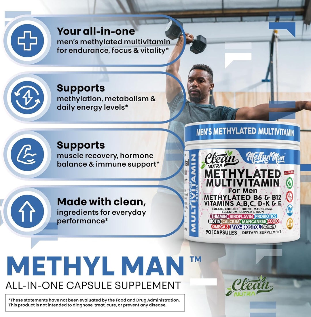 Clean Nutra - Multivitamínico metilado para hombres B6 y