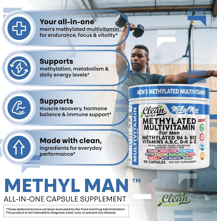 Clean Nutra - Multivitamínico metilado para hombres B6 y