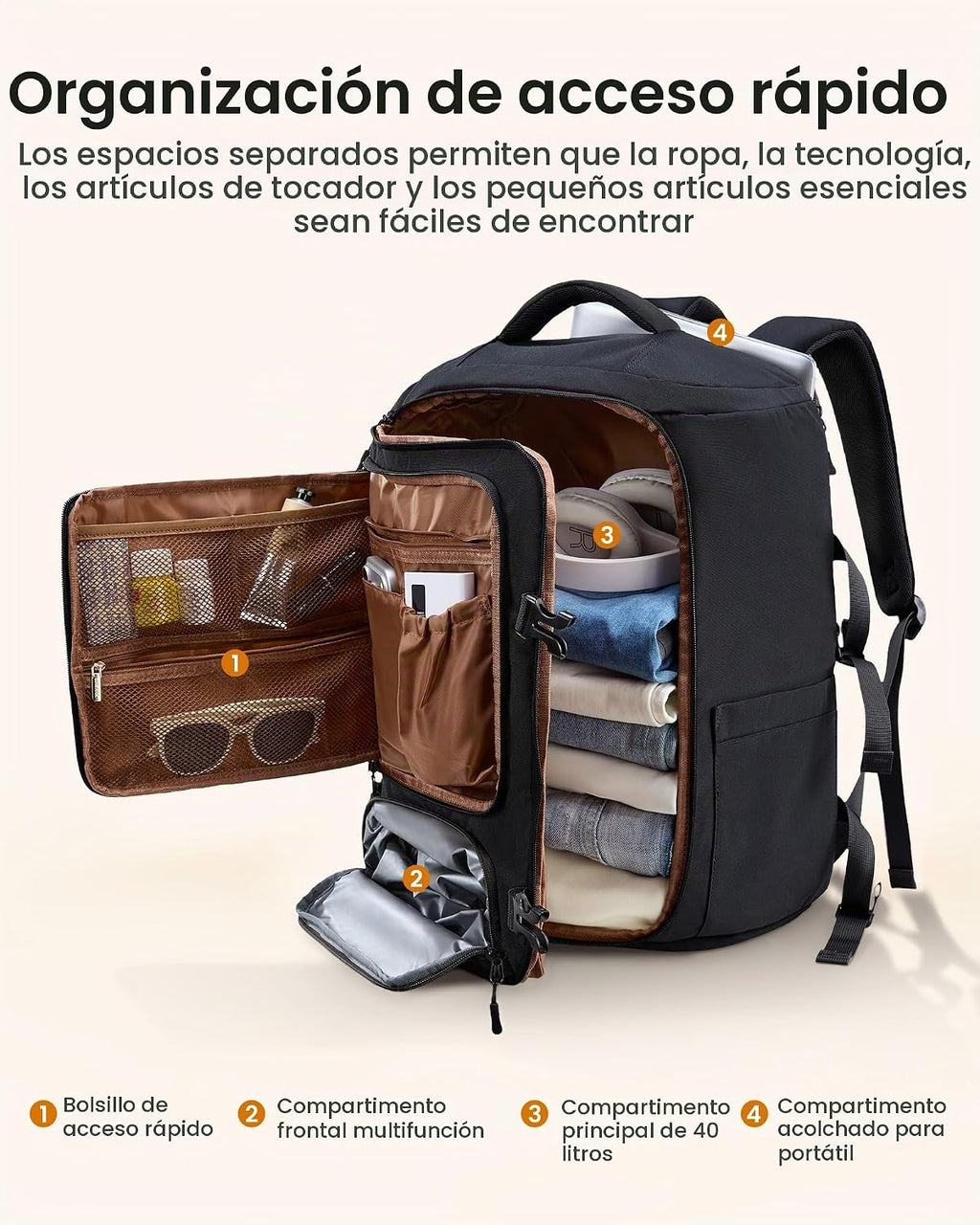 LOVEVOOK Mochila de viaje, Negro, 18 pulg., Viajes