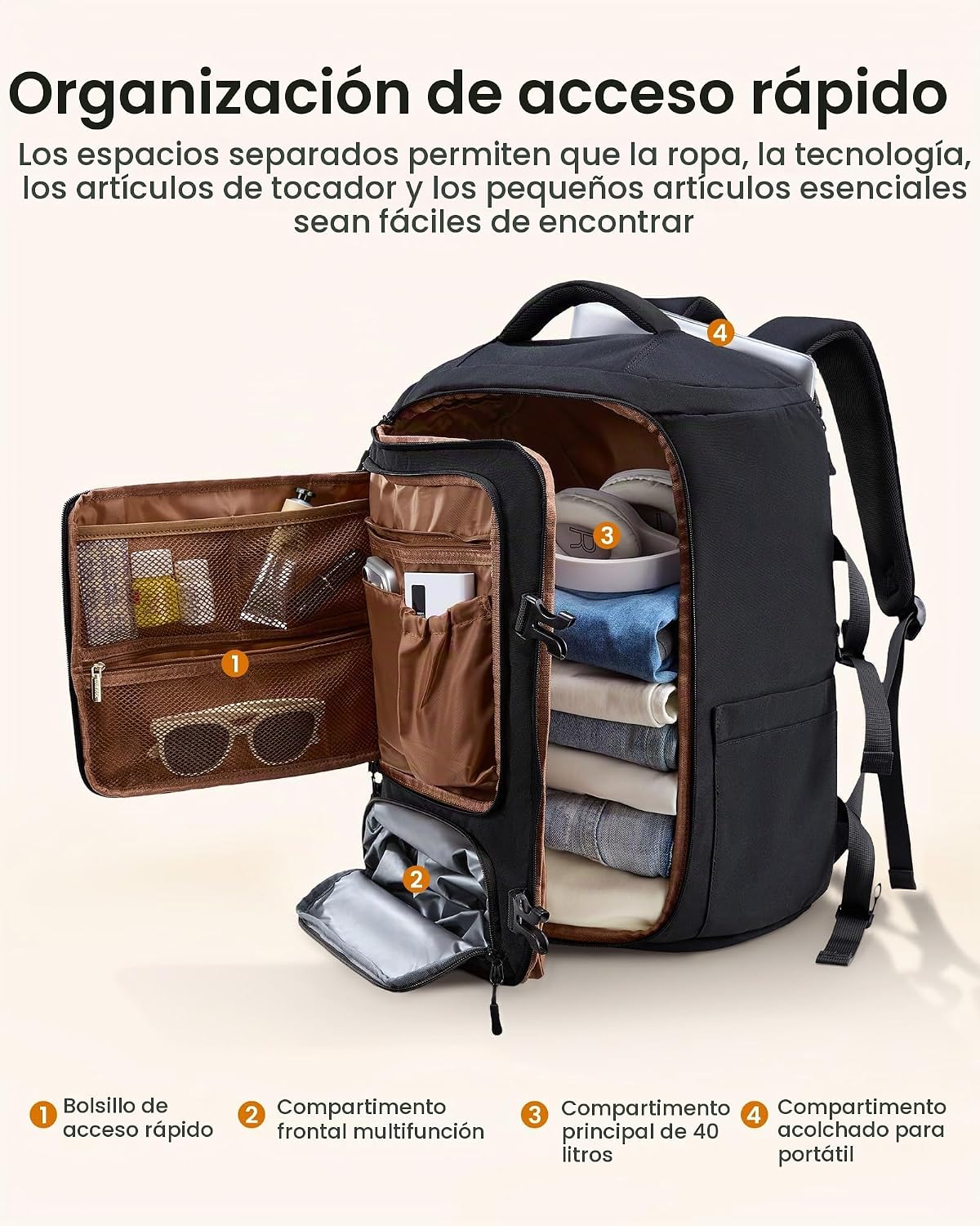 LOVEVOOK Mochila de viaje, Negro, 18 pulg., Viajes