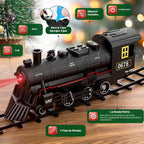 Juego de tren eléctrico con humo, luces y sonido, juego de tren para debajo del árbol de Navidad con locomotoras de vapor, autos y pistas, juguetes de tren de Navidad para niños de 3, 4, 5, 6, 7 años