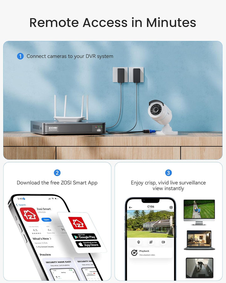 ZOSI 1080P H.265+ Sistema de cámara de seguridad para el hogar con...