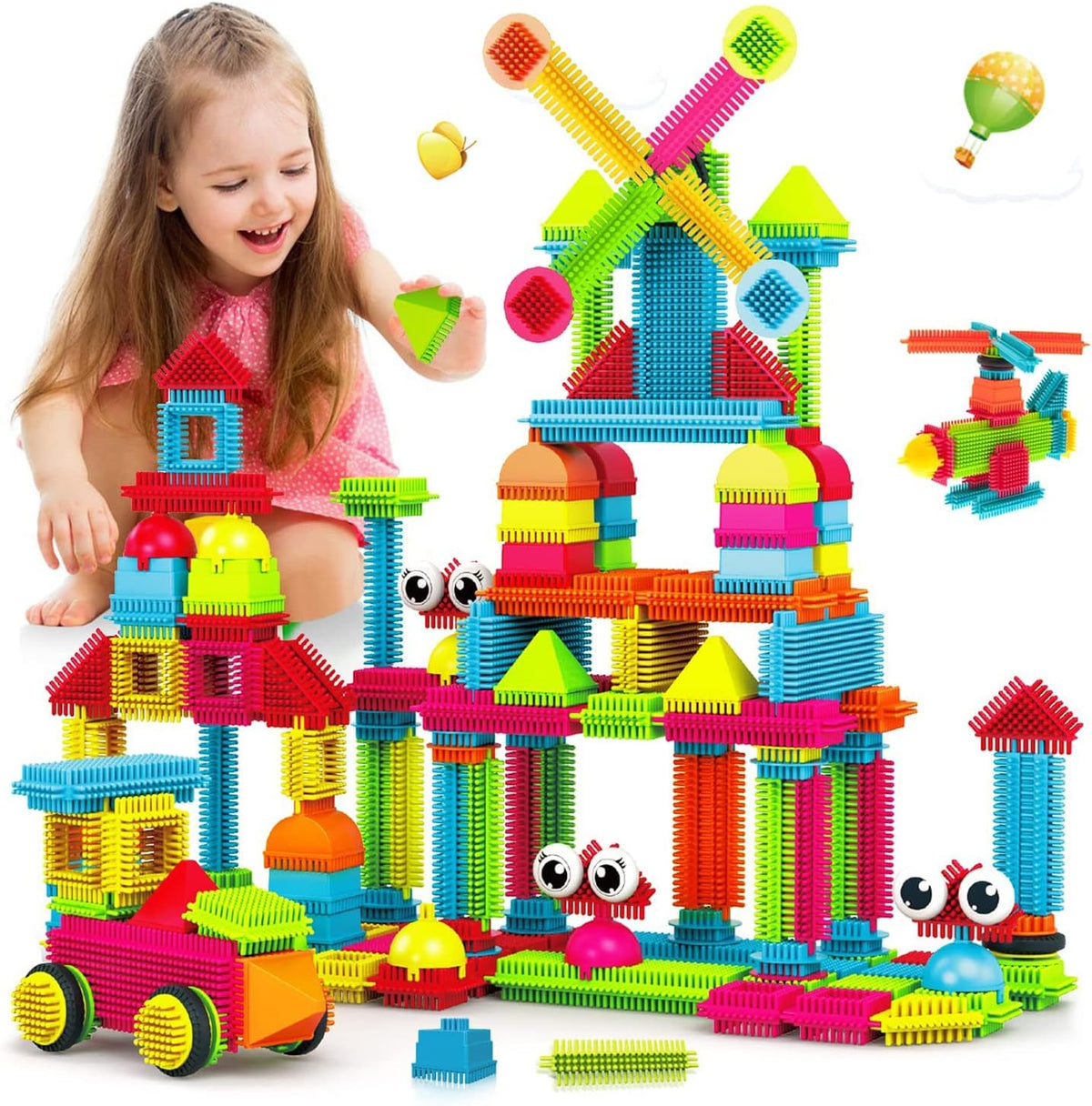 Contixo 144 piezas de juguetes de construcción STEM 3D con forma de cerda, bloques educativos apilables de aprendizaje de construcción, creatividad más allá de la imaginación, inspirador, seguro y duradero, juguete recreativo para niños de 3 a 8 años