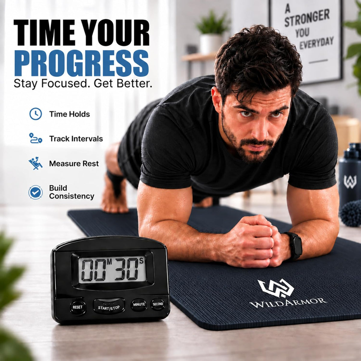 Tapete de yoga extra grueso, antideslizante de 0.591 in NBR, 72 x 24 pulgadas, viene con bola de masaje TPE y cronómetro digital, alfombrilla de entrenamiento para ejercicio en casa, fitness, pilates