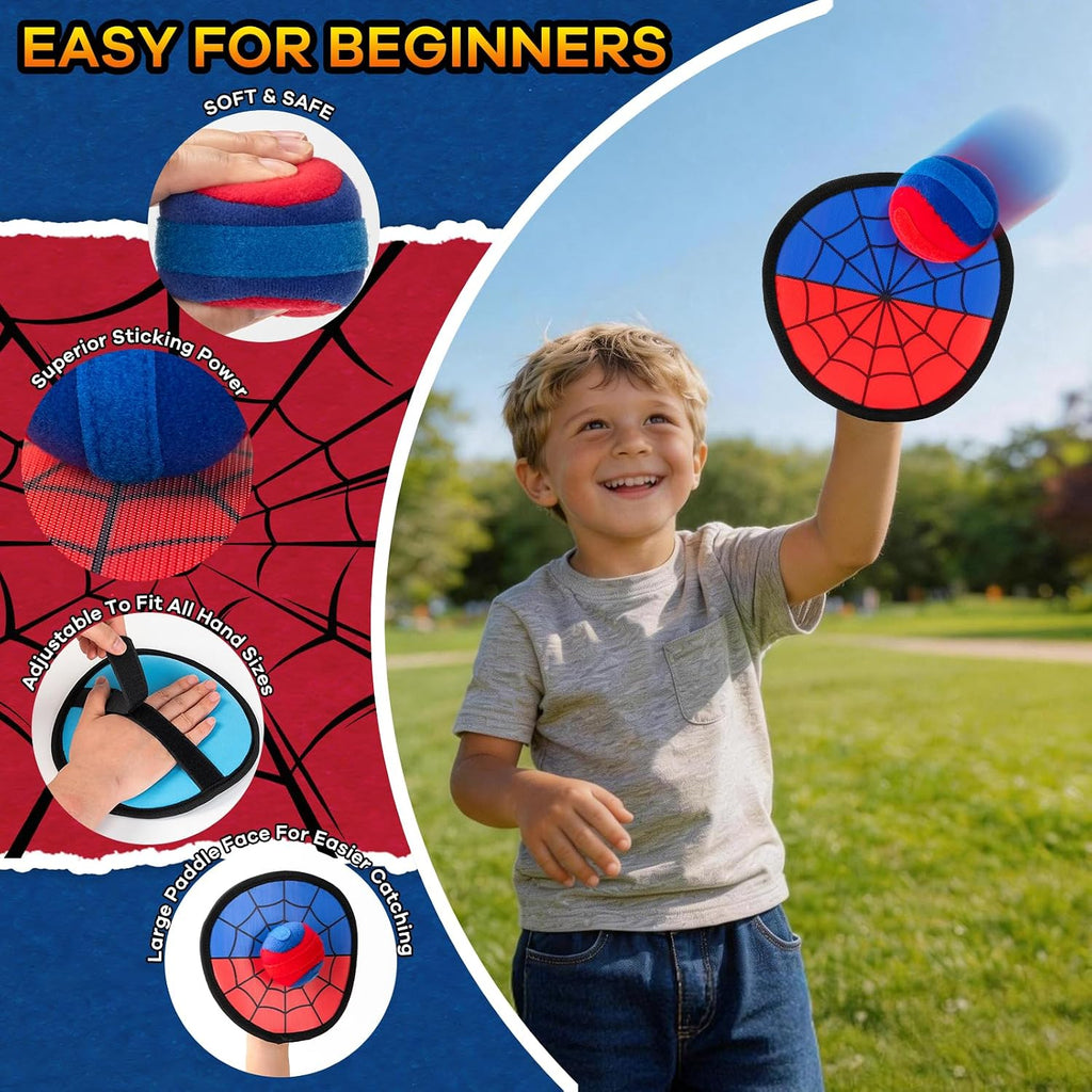 Juego de pelota de lanzamiento y captura de araña, guante de entrenamiento de béisbol para principiantes y pelotas adhesivas para niños, juego familiar para exteriores, playa, patio, piscina, regalo