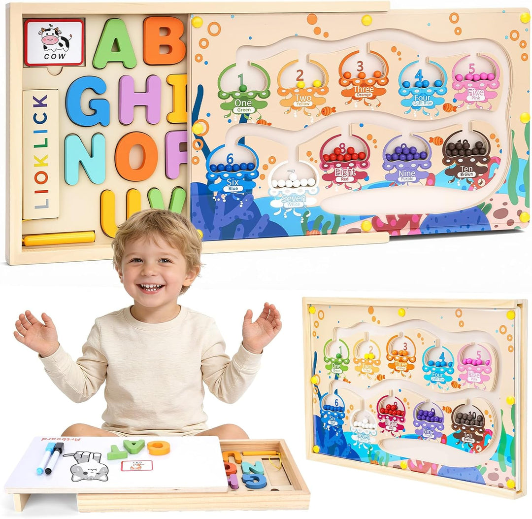 LIOKLICK Juguetes Montessori de madera 4 en 1 con caja de