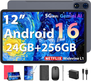 Tablet Android 16 2026, tableta de 12 pulgadas con teclado, 24 GB+2...