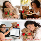 Cuckool Oso de peluche con rosa y corazón de amor, apto para microondas y con peso