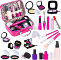 TEPSMIGO - Kit de maquillaje de simulación para niñas, juego de maquillaje para niños, con bolsa de cosméticos para cumpleaños y Navidad, juego de maquillaje de juguete para niñas pequeñas a partir de 3 años (no maquillaje real)