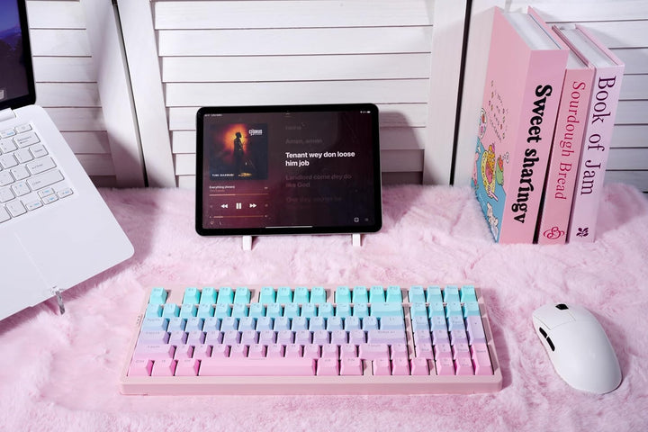 ZORNHER ZH980 Mechanical Keyboard,95% Pink &amp; Blue Creamy Keyboa...