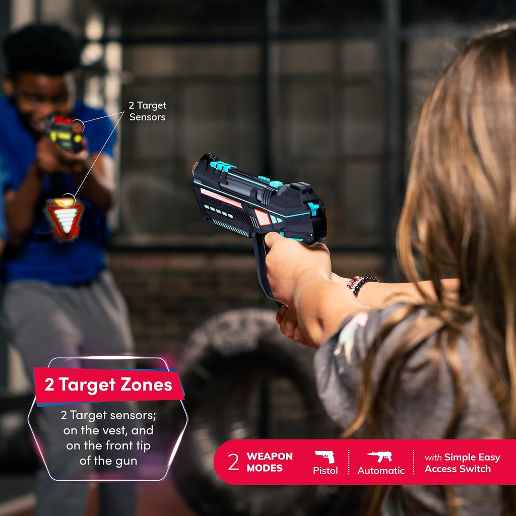 Etiqueta láser recargable para niños, adolescentes y adultos, regalos para niños, blasters y sensores de chaleco, ideas divertidas para niños y niñas a partir de 8 años, juguetes de 4 unidades, juego