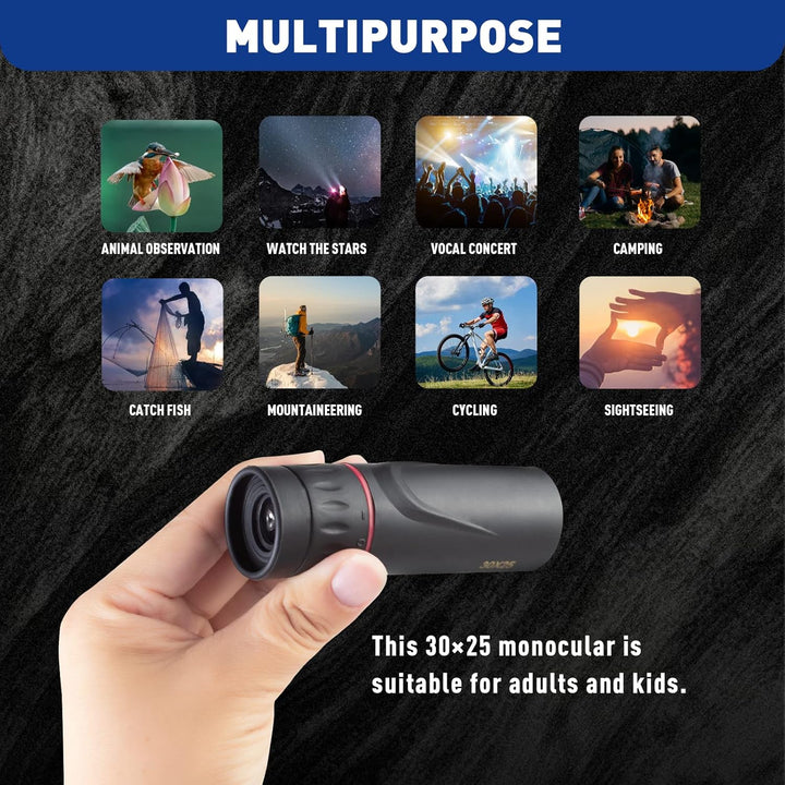 HDAJY Mini telescopio monocular monoculares HD de 30 x 25